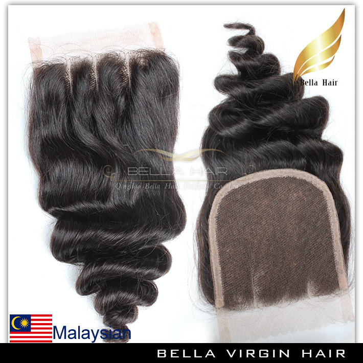 BELLA HAIR Malaysian Human Hair Lace Closure Loose Wave Virgin Human Virgin Hair Closure Sew In Free 3 Part Wavy Hair Closure 4x4 Natural Color 8-26 I