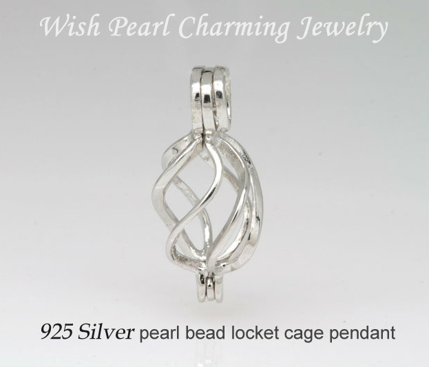 925 Silver ed Cage Locket Sterling Silver Pearl Crystal Gem Bead Cage Pendant Mounting for DIY Fashion Jewellery Charms
