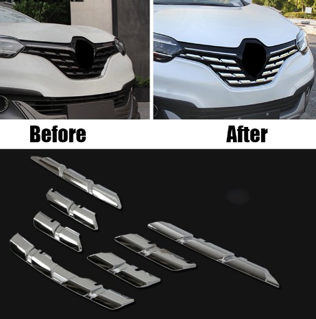 For Renault Kadjar 2016 2017 ABS Chrome Trim Chromium Styling Car Front Grill Grid Covers Exterior Decoration Auto Accessories