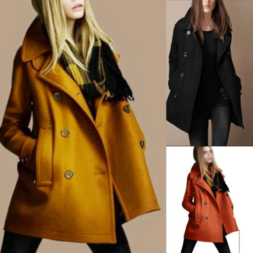 Hot FashionNew Fashion Womens Slim Wool Trench Warm Coats Double Breasted Jackets Outwear A C075