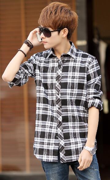 Wholesale-Promotion new Fashion Double pocket plaid short-sleeved shirts men casual slim fit shirts for men checked shirt,M-XXL