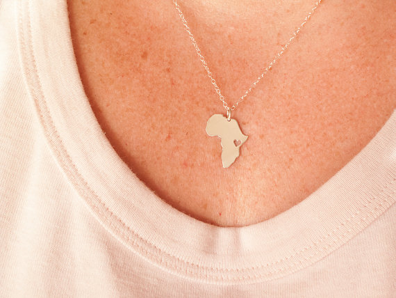 10PCS African Map Necklace Country of South Africa Map Necklace Adoption Necklace Ethiopia Ciondolo Africa Heart Necklaces