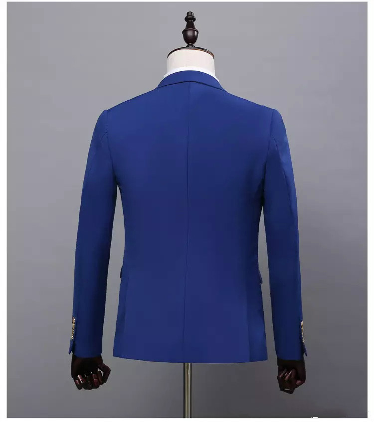 Formal Occasion Men Suits Slim Fit Groom Tuxedos Wedding Suits Mens 3 Pieces (Jacket+Pant+Vest) Royal Blue Suits Best Man Tuxedos Gentleman