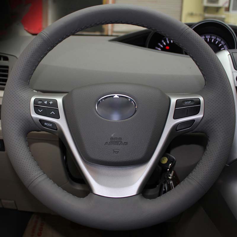 Steering wheel covers Case for Toyota Verso Genuine leather DIY Hand-stitch Car styling Interior decoration car steering covers