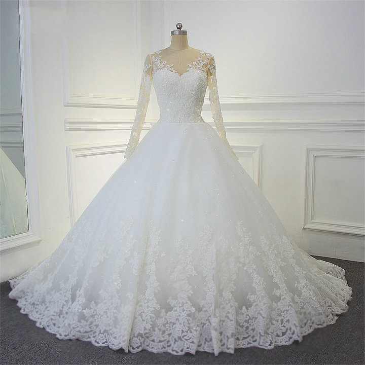 Vintage Long Sleeve Lace Ball Gowns Wedding Dresses Real Photos Beaded Applique Sheer Neck Lace Up Back Vestido De Noiva Bridal Dress, Ivory
Vintage Long Sleeve Lace Ball Gowns Wedding Dresses Real Photos Beaded Applique Sheer Neck Lace Up Back Vestido De Noiva Bridal Dress, Ivory