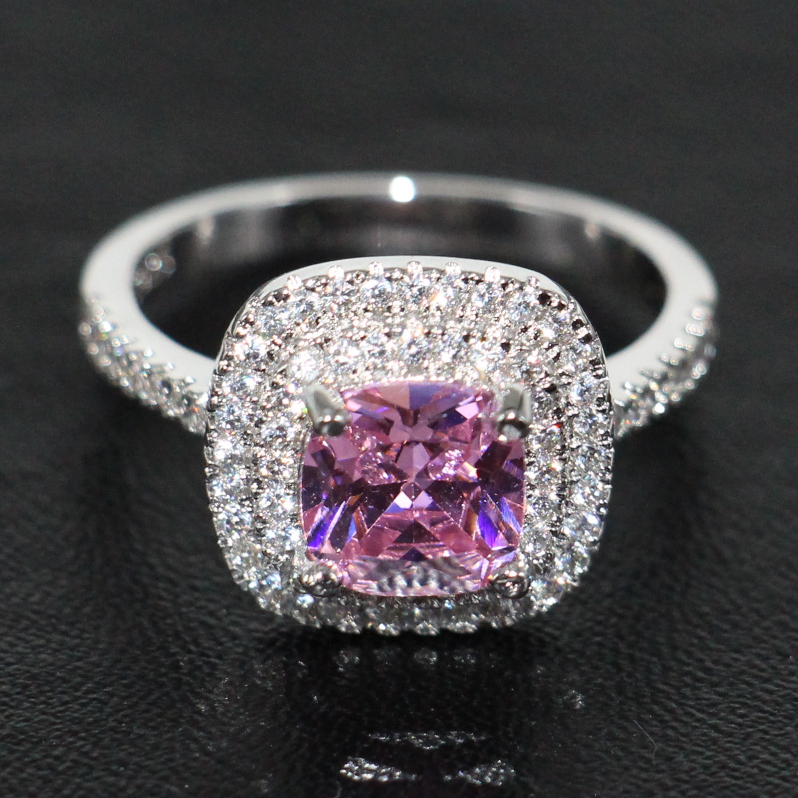 Pave Setting 4 Color Double row CZ Diamond Luxury Jewelry 925 Sterling Silver Stunning Sapphire Gemstones Party Gift Women Wedding Band Ring