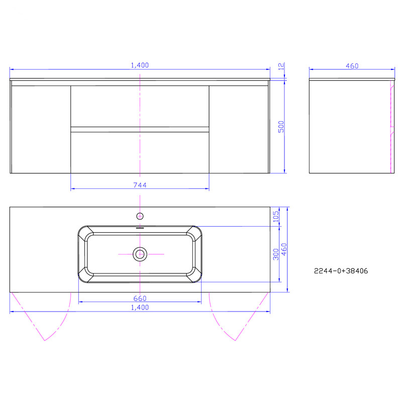 1400mm Bathroom Furniture Free Standing vanity Stone Solid Surface Blum Drawer Cloakroom Wall Hung Cabinet Storage 2245