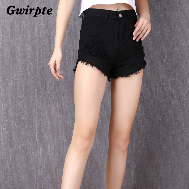 Wholesale- Gwirpte sexy female newborn summer short feminino restore ancient ways of tall waist jean shorts loose cultivate one's morality
