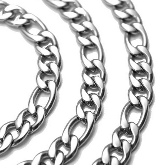 New 22''+8.5'' 316L Stainless Steel Jewlery Set 7mm wide Figaro NK Chain Link necklace & bracelet for Fashion Men Women Gifts Silv
