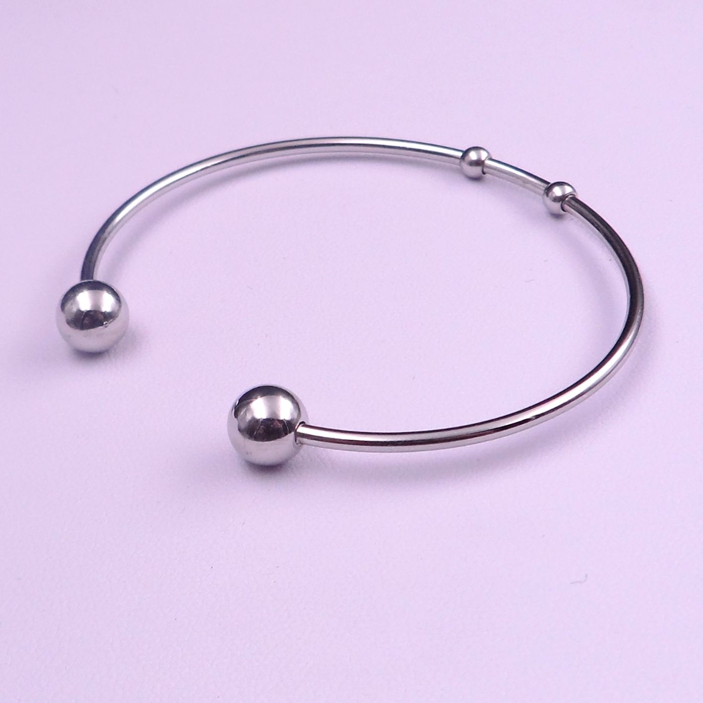 5pcs lOT stainless steel women men Adjustable Bangle Bracelet Fashion Simple design ball end cuff bangle jewelry findings women gifts 2.36''
