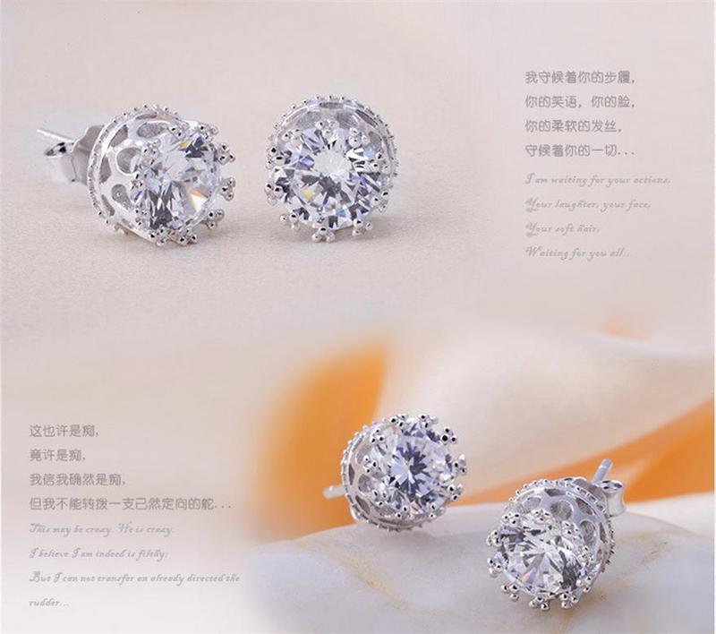 Hot Sale 925 silver earrings natural crystal wholesale fashion small sterling silver jewelry for women stud men or women earings