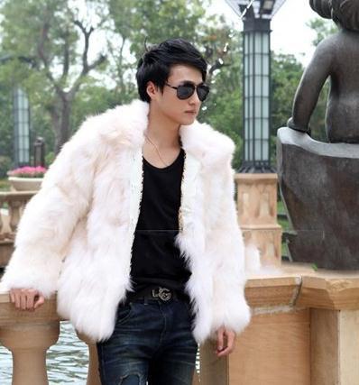 Fall-Fox Fur Male Clothing 2016 fur denim jacket men Casual High Street Turn Down Collar Boy's Warm Winter Coat Sexy Overcoat YY1011
