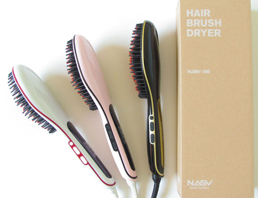 New Beautiful Star NASV LCD Hair Brush Dryer Electric Digital Hair Straightener Tool Hair Straight Comb colors Free by DHL
