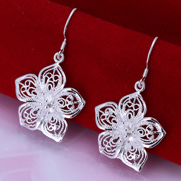 Brand new sterling silver plated Flower earrings DFMSE035,women's 925 silver Dangle Chandelier earrings 10 pairs a lot
