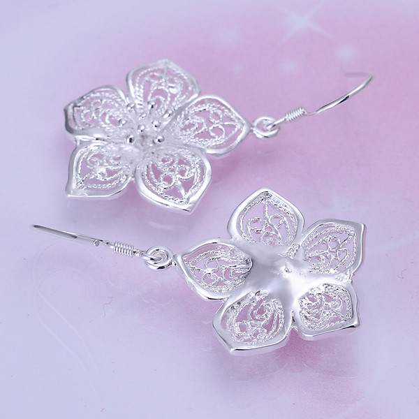 Brand new sterling silver plated Flower earrings DFMSE035,women's 925 silver Dangle Chandelier earrings 10 pairs a lot