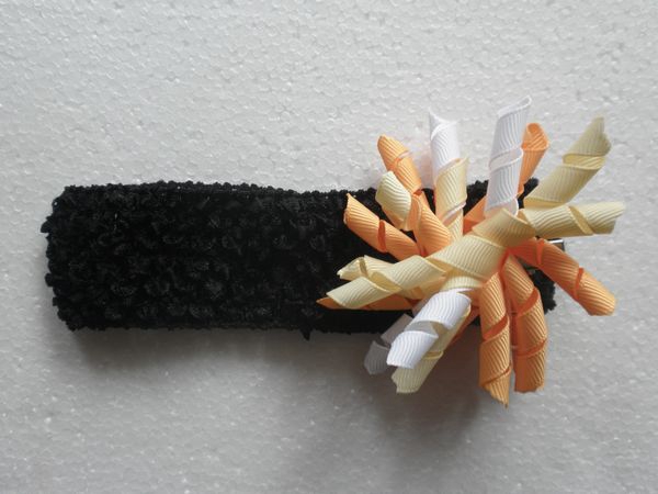 Crochet headbands with korker bows Hair hoop curly ribbon bows korkers Children's headband Head wraps hair band PD011