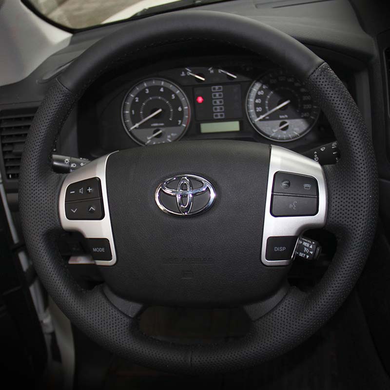 Case for Toyota Land cruiser Steering wheel cover Genuine leather DIY Hand-stitch Car styling Interior decoration