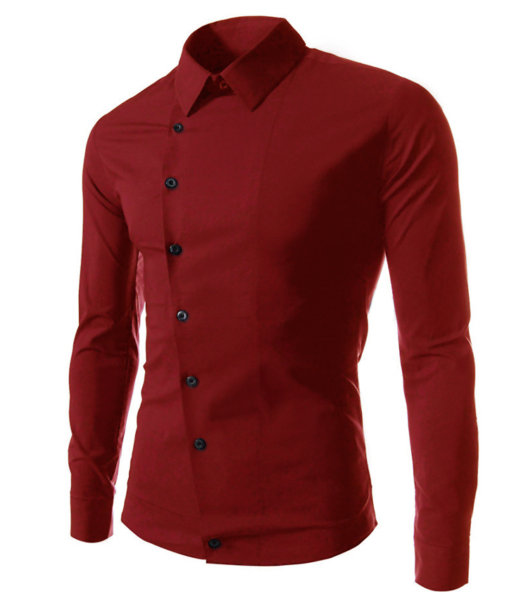 Wholesale-Chemise Homme Design Oblique Breasted Mens Long Sleeve Dress Shirts Casual Stylish Camisa Masculina