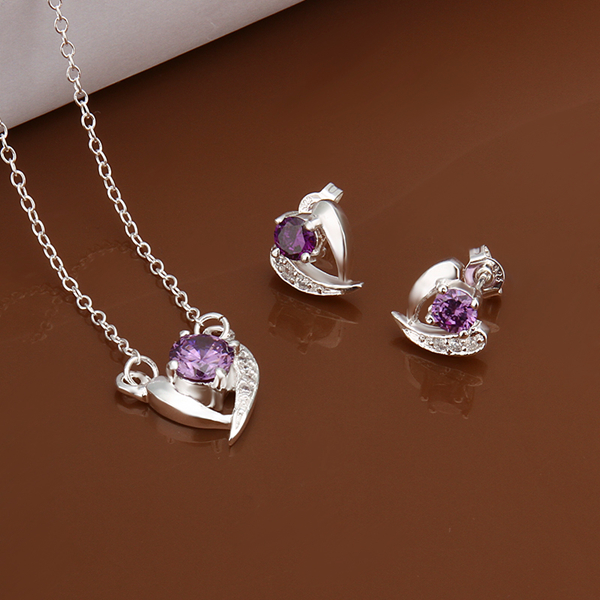 High grade 925 sterling silver Piece Sapphire jewelry sets DFMSS535 brand new Factory direct sale wedding 925 silver necklace earring