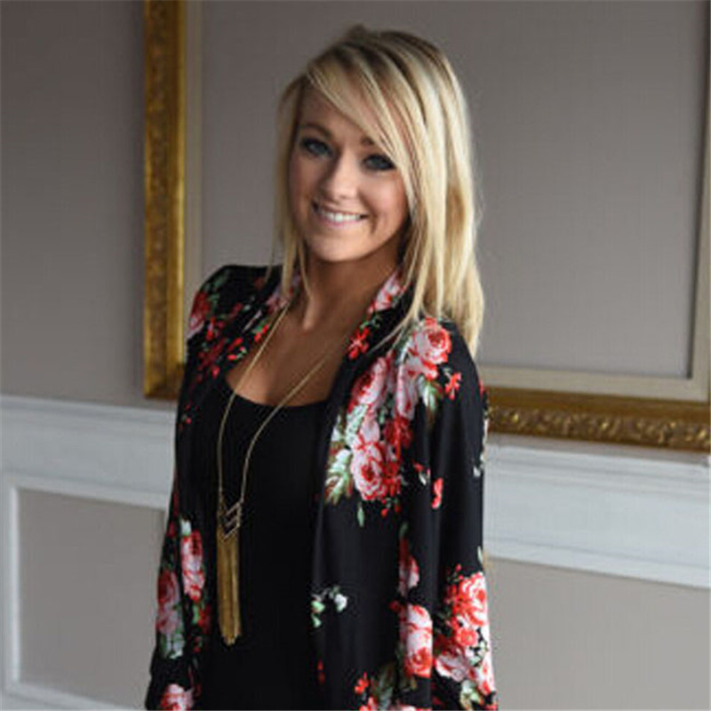 Wholesale- 2017 Fashion 3XL Women Summer Outwear Printed Long Sleeve Cardigans Ladys Casual Loose Coat Blouse Female Clothing HO987806