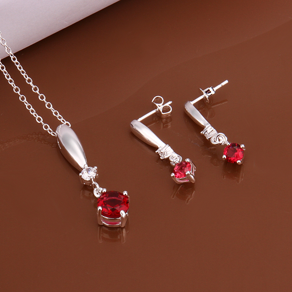 High grade 925 sterling silver Piece Sapphire jewelry sets DFMSS535 brand new Factory direct sale wedding 925 silver necklace earring