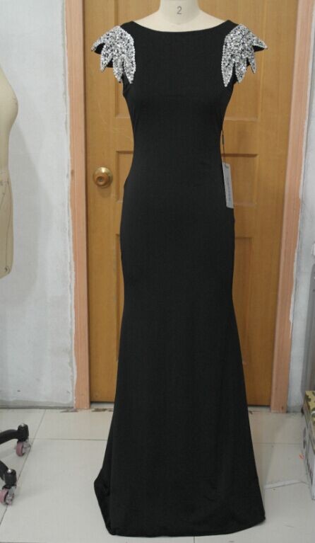 In Stock Custom Fancy Long Prom Dress Lady Formal Dress Taffeta Mermaid Party Gown Sweep Train Sequin Beaded Backless Prom Evening Dresses