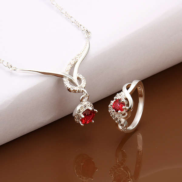 High grade 925 sterling silver Animal Set - Red jewelry sets DFMSS599 brand new brand new Factory direct sale wedding necklace earring ring