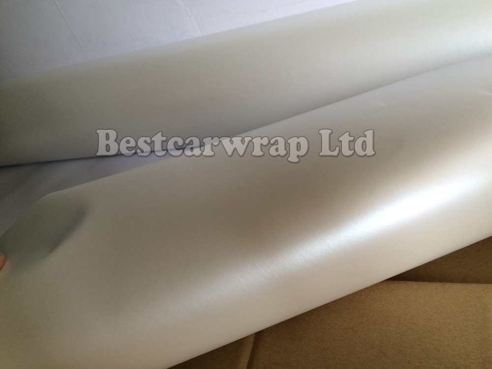 Satin pearl white matte Vinyl Wrap Satin matte Chrome white Car wrap Film With Air bubble Free Foile Pearl White Foil Size 1.52x20m/Roll