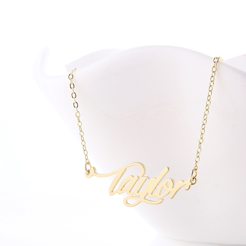 Taylor Personalized Name Necklace for Women Stainless Steel Nameplate Necklaces - 18K Gold Plated Minimalist Jewelry Gift for Her