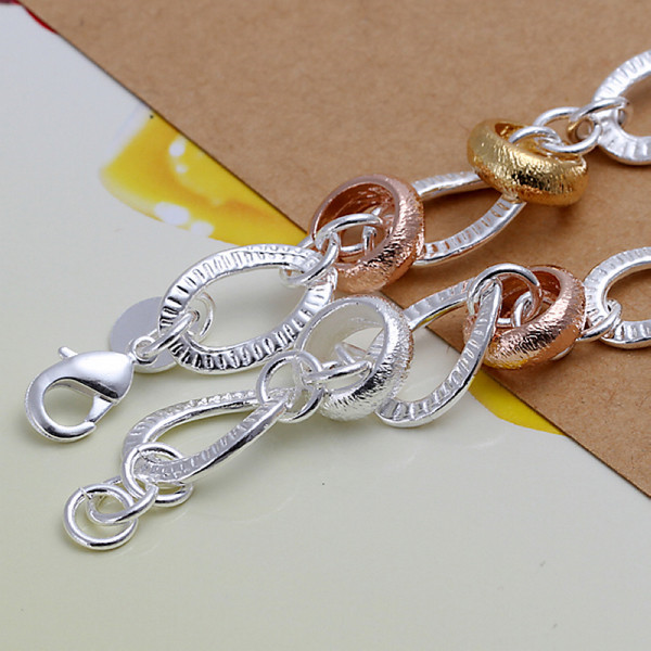925 silver Hanging dichroic insets heart lock,flower spoon bracelet DFMCH233, fashion sterling silver plated Chain link bracelets high grade