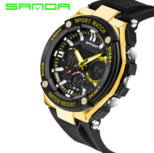 Brand sanda Fashion digital multi-function LED luminous outdoor sports men's electronic watches