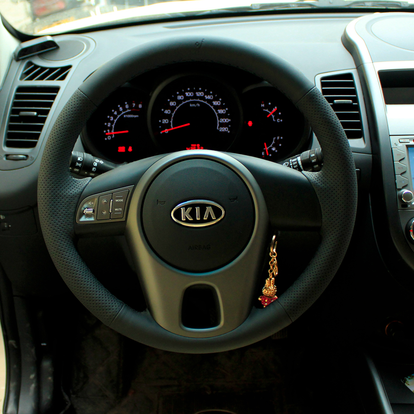 Steering wheel cover Case for KIA Forte Soul Genuine leather DIY Hand-stitch Car styling Interior decoration Car leather accessories covers