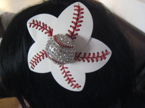 softballsunny yellow softball white baseball soccer football stitching really leather flowersl hair clips whosale retail hairbow