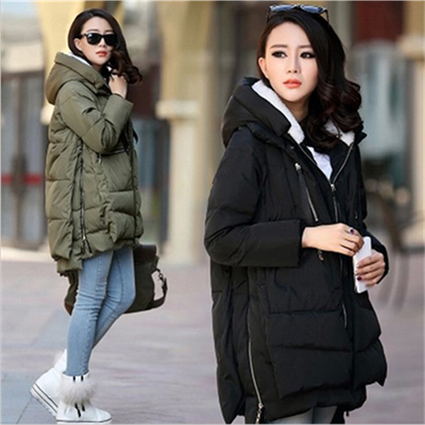 Wholesale- Jacket Women 2017 New Europe Style Fashion Loose Medium Long Autumn Winter Plus Size Down Cotton Parkas Lady Coat M0 B4