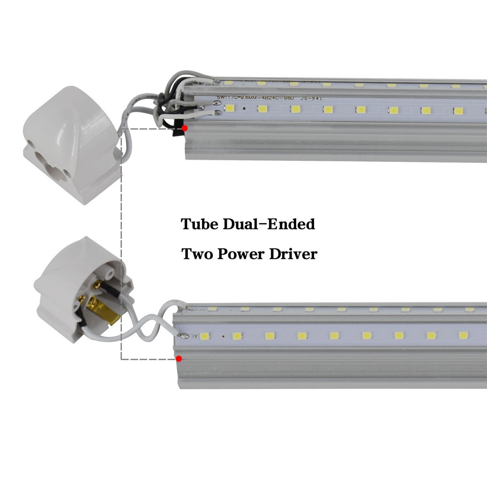 V-Shaped T8 Led Tube Lights 4FT 28W 5FT 36W 6FT 42W 8FT 72W 2.4m Integrated Cooler Door Led Fluorescent Double Glow lighting