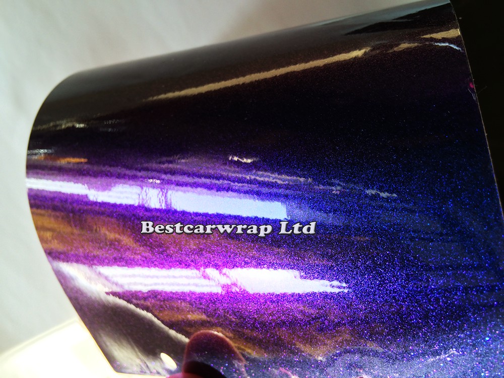 Purple & blue Pearl Gloss Chameleon Vinyl Wrap Film With Air Bubble Free Shiny Flip Flop Glitter Pearl Car Wrap Sticker Size:1.52*20M/Roll