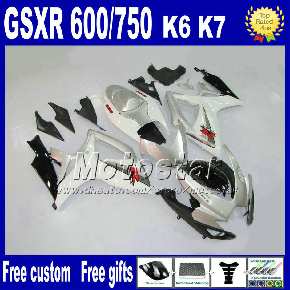 Fairing kit for SUZUKI GSXR 600/750 06 07 K6 white black silver fairings set GSX R 600 GSX R 750 2006 2007, Multi-color
Fairing kit for SUZUKI GSXR 600/750 06 07 K6 white black silver fairings set GSX R 600 GSX R 750 2006 2007, Multi-color