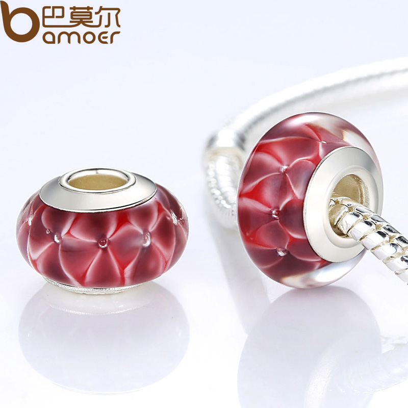 Wholesale-Wholesale European Style Silver Murano Glass Beads Jewelry Making for DIY Bracelets Necklace Mixed Colors in Bulk 50pcs/lot