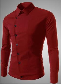 Wholesale-Chemise Homme Design Oblique Breasted Mens Long Sleeve Dress Shirts Casual Stylish Camisa Masculina