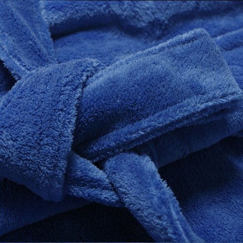Wholesale-Winter Warm flannel solid color coral fleece robe men's long-sleeve plus size bathrobes home casual sleepwear