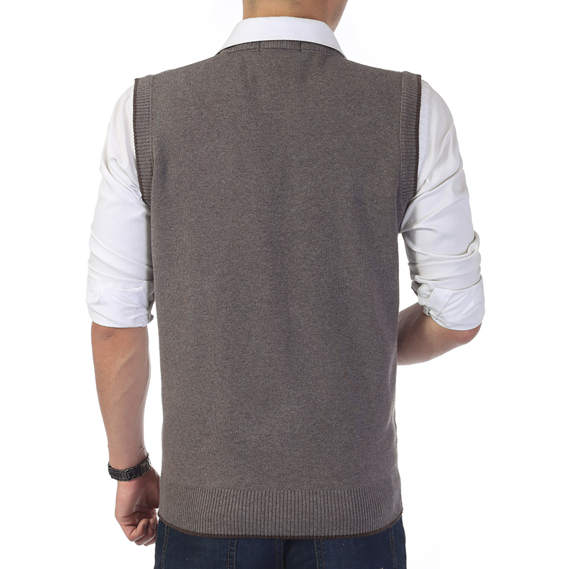 Fall-Autumn Men Knitted Sweater Woolen Vests Male Plaid Single Breasted Sleeveless Vests Cashmere Business Casual Waistcoats W117