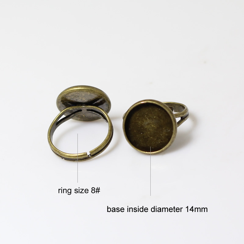 Beadsnice handmade ring base adjustable ring with 14mm round cabochon setting round bezel ring blank for sale ID 18625