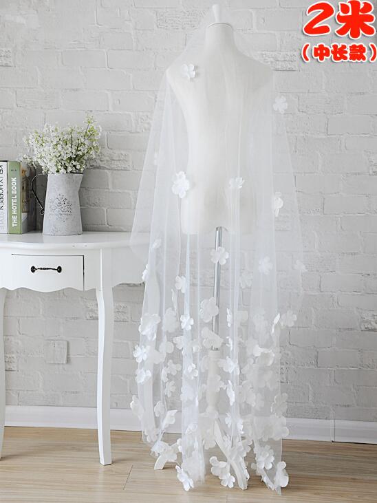 Bridal Veils Long Veils Soft Tulle Three Meters Long Veil with Lace Cathedral Veils White Ivory Veils HT73