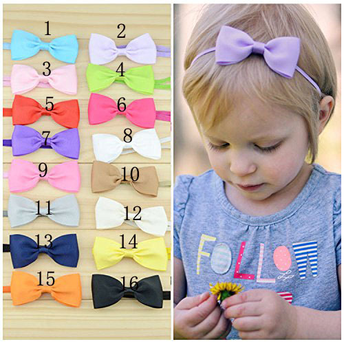 50pcs baby 2.5inch hair bow with mini Thin Elastic headbands girl hair accessorie bow flower hair band slender rubber hair ties PJ5283