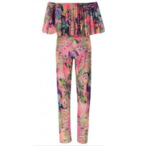 Macacao Feminino Rompers Womens Jumpsuit Winter 2014 Ruffle Floral Strapless Sleeveless Bodycon Sexy Casual Jumpsuits Women