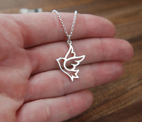 30PCS- N106 Gold Silver Cute Peace Dove Necklace Sparrow Necklace Flying Origami Swallow Necklace Tiny Baby Bird Necklaces