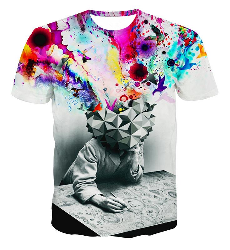 Alisister new fashion The Thinker Printing Abstract t-shirt Unisex Women/Men Casual 3d t shirt for men/women harajuku tee shirt