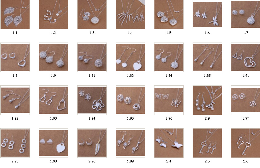 Mix order butterfly dragonfly heart The key heart mix 30 Styles 100set/lot 925 Sterling Silver Earrings + Necklace Jewelry Set
Mix order butterfly dragonfly heart The key heart mix 30 Styles 100set/lot 925 Sterling Silver Earrings + Necklace Jewelry Set