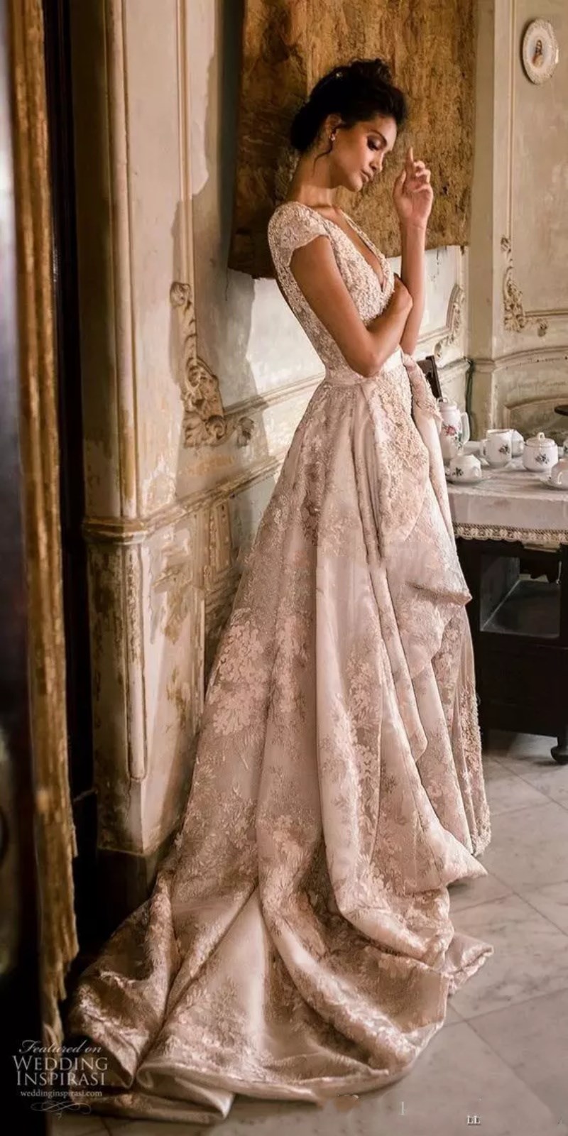 Gorgeous Julie Vino Detachable Train Mermaid Wedding Dress 2018 Lace Floral Cap Sleeve Overskirt Church Garden Wedding Dresses Bridal Gowns