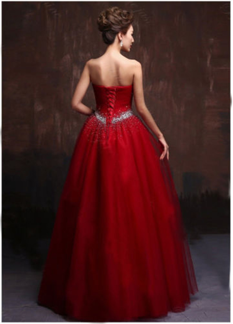 2017 Princess Sweetheart Red Crystal Ball Gown Quinceanera Dress with Beading Sequined Plus Size Sweet 16 Dress Vestido Debutante Gowns BQ97